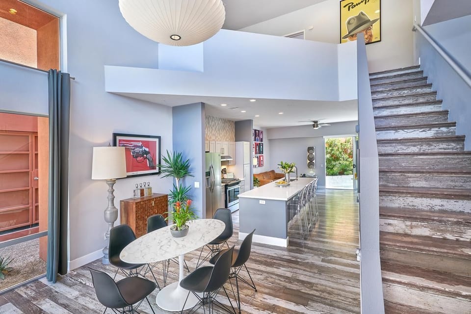 Foyer / Dining Room with staircase leading up to landing and bedrooms