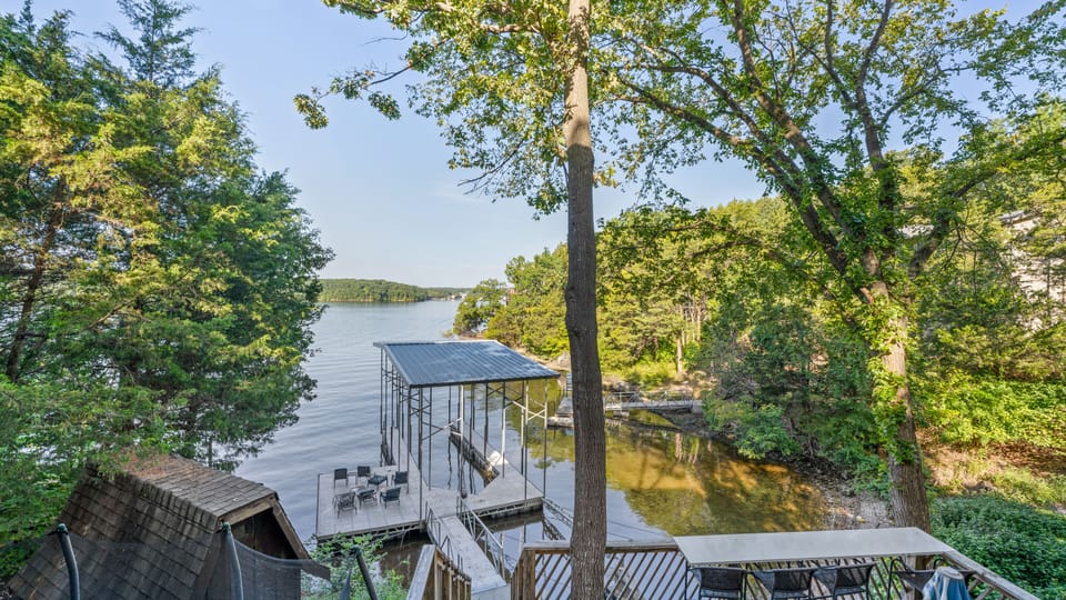 This is the view overlooking the cove from the top deck of the house.