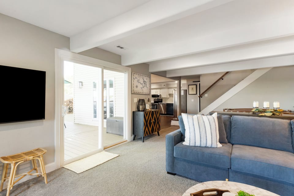 View from the downstairs living room couch