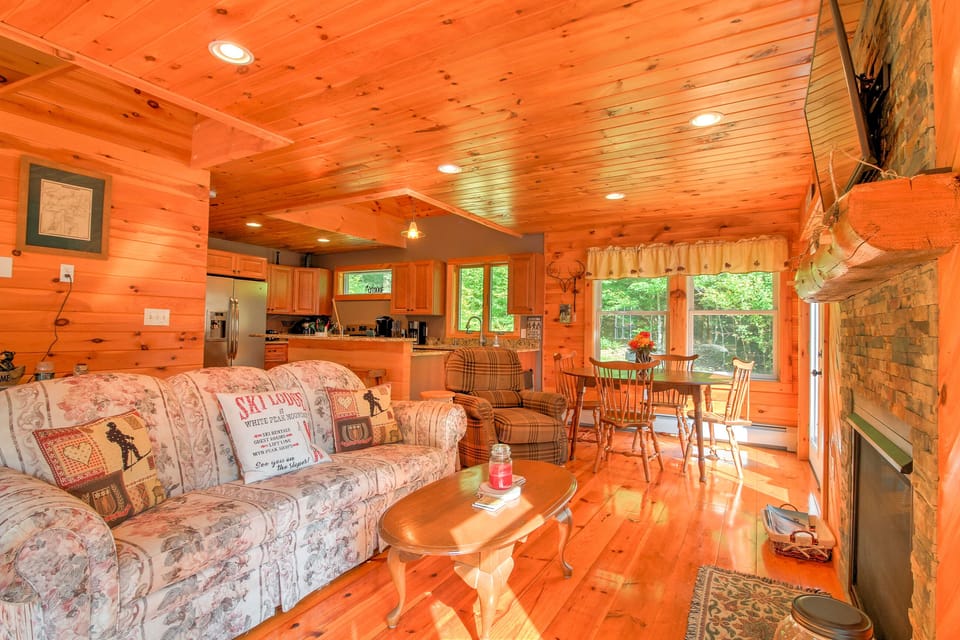 A look from the family room to the kitchen and dining area.