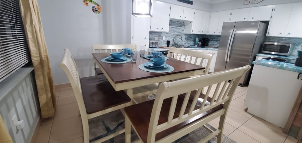 Seating for six! All of our units have plates, pans and everything you need.
