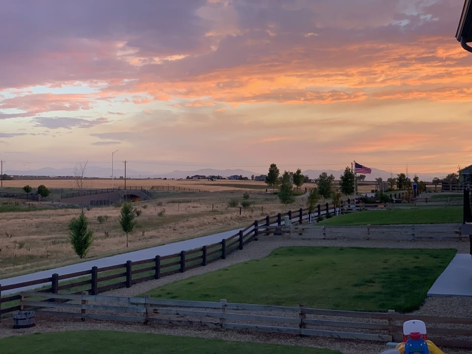 Rocky Mountain views can be seen from the shared backyard space.