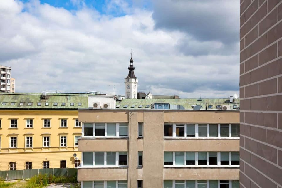 The modern building is located in the heart of the capital.