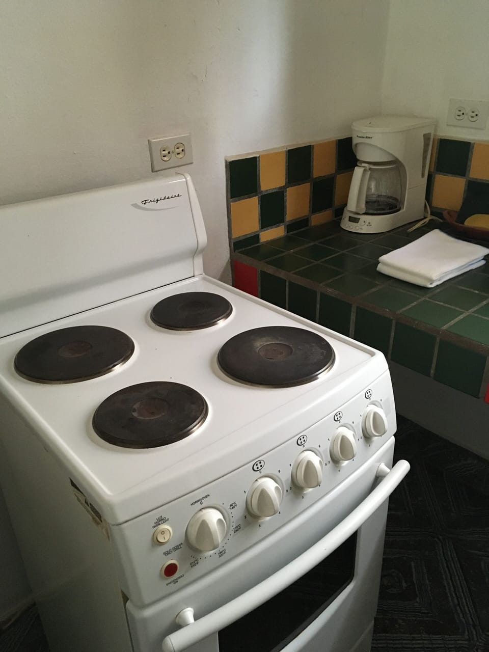 Large stove + most important ... a good drip coffee maker on the counter