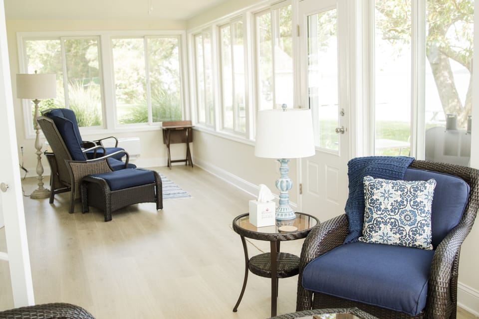 Sunroom seating  includes two recliners