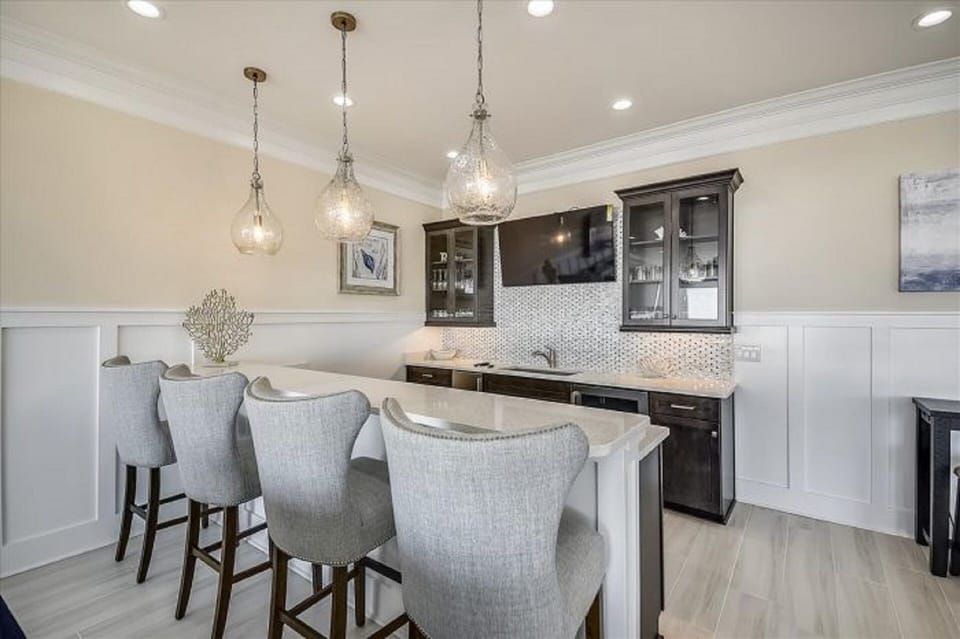 A wet bar for entertaining.