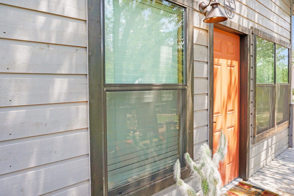 Entry door on the deck of the house.