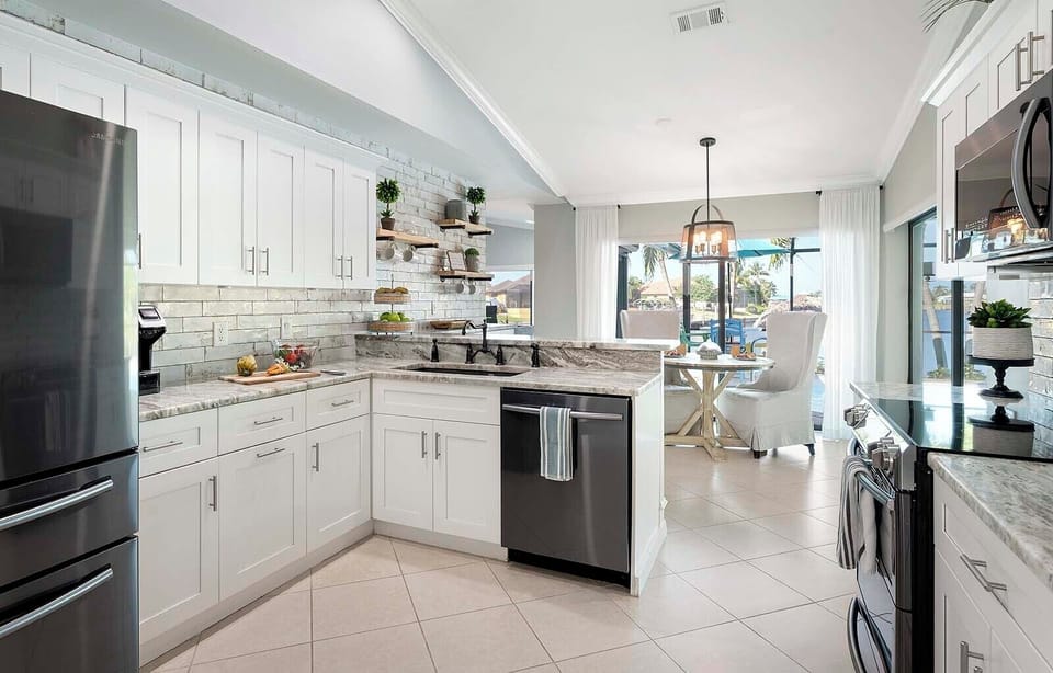 Kitchen with Great Views of the Pool and Nook Area