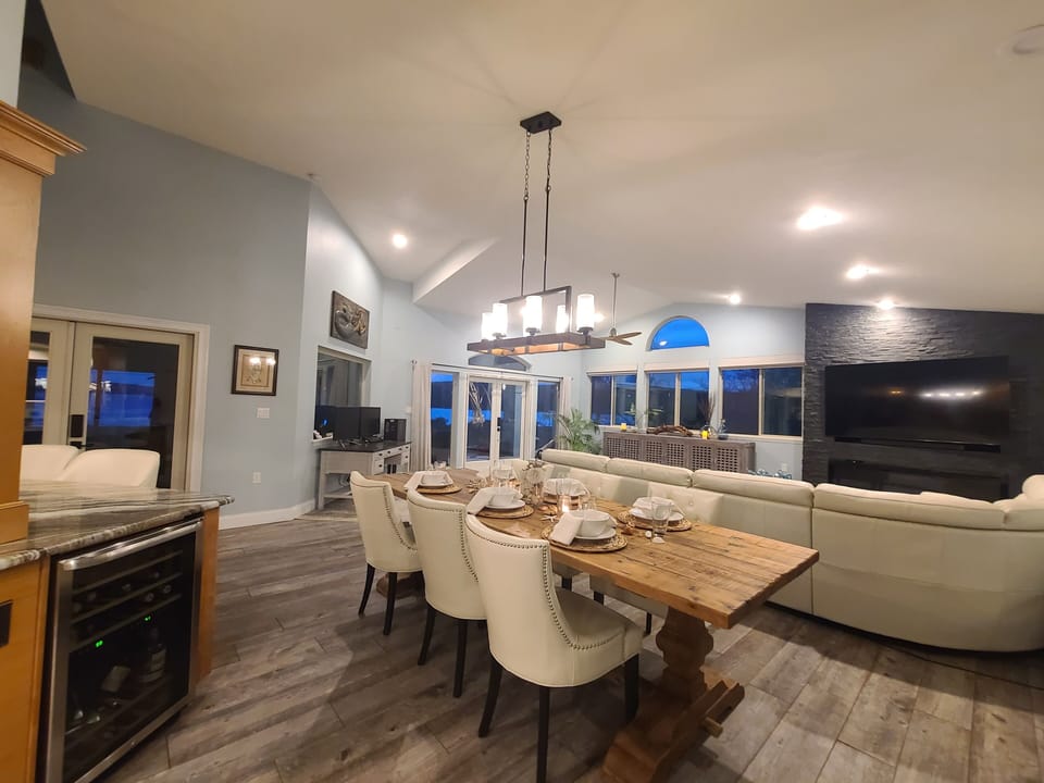 View of the dining room and living room