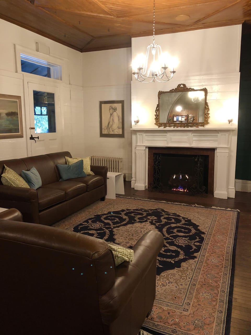 Lobby with fire place