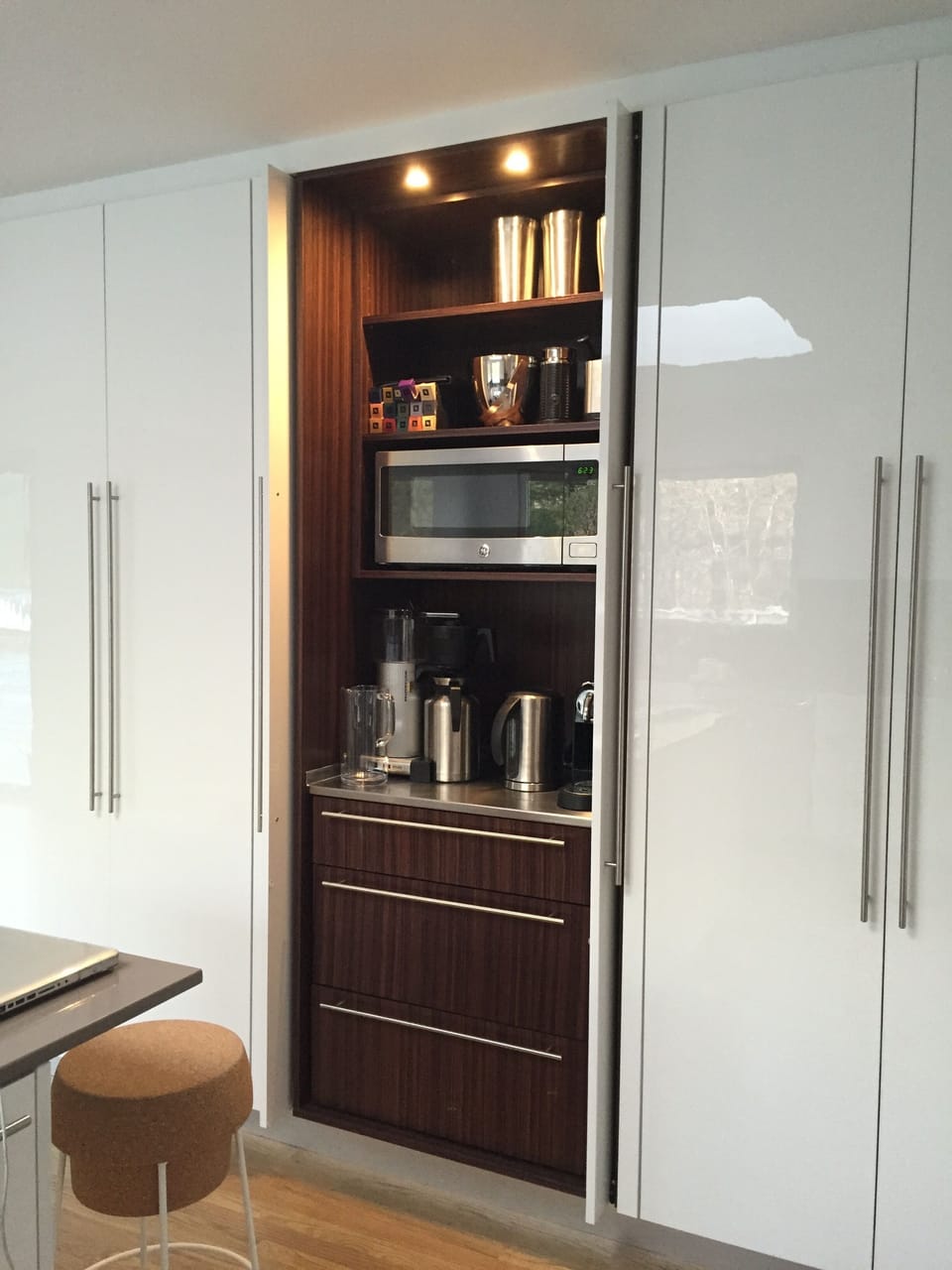 Coffee bar with Nepresso, Moccamaster Brewer, grinder etc.