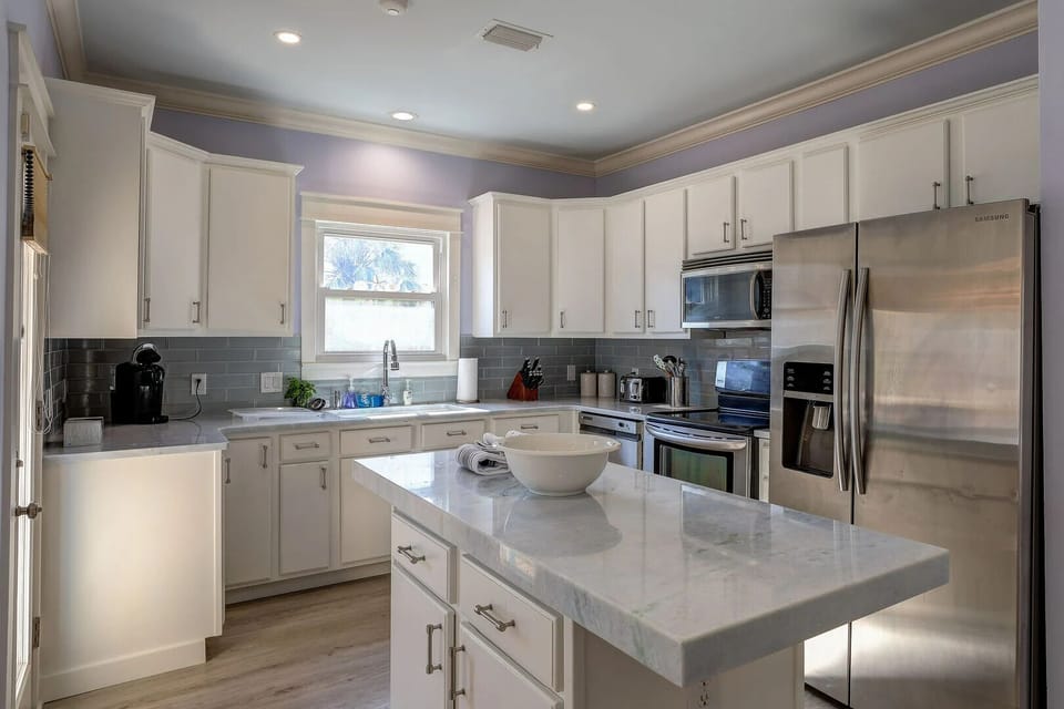 Fully stocked kitchen.