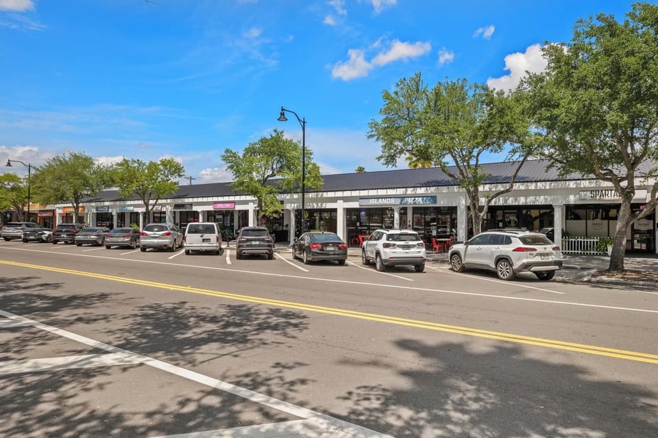 Main shopping strip half a block away