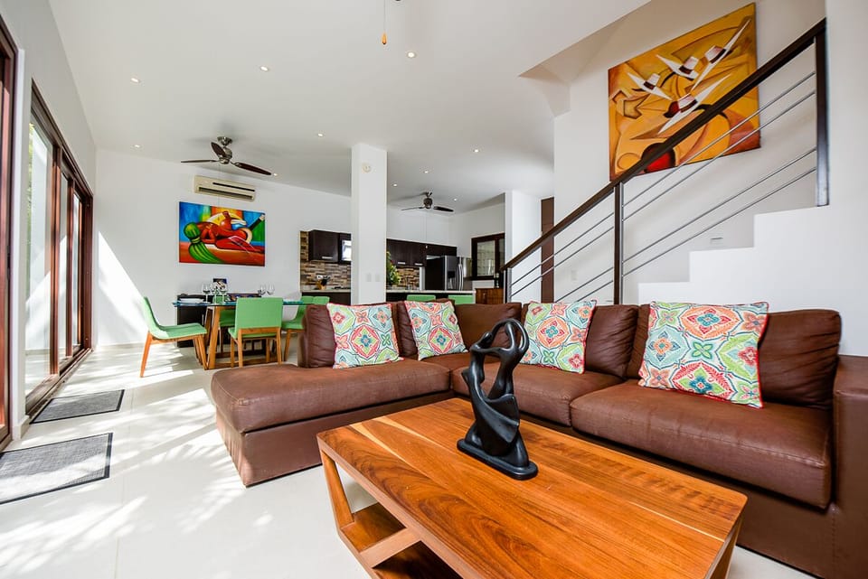 Living room with dining view