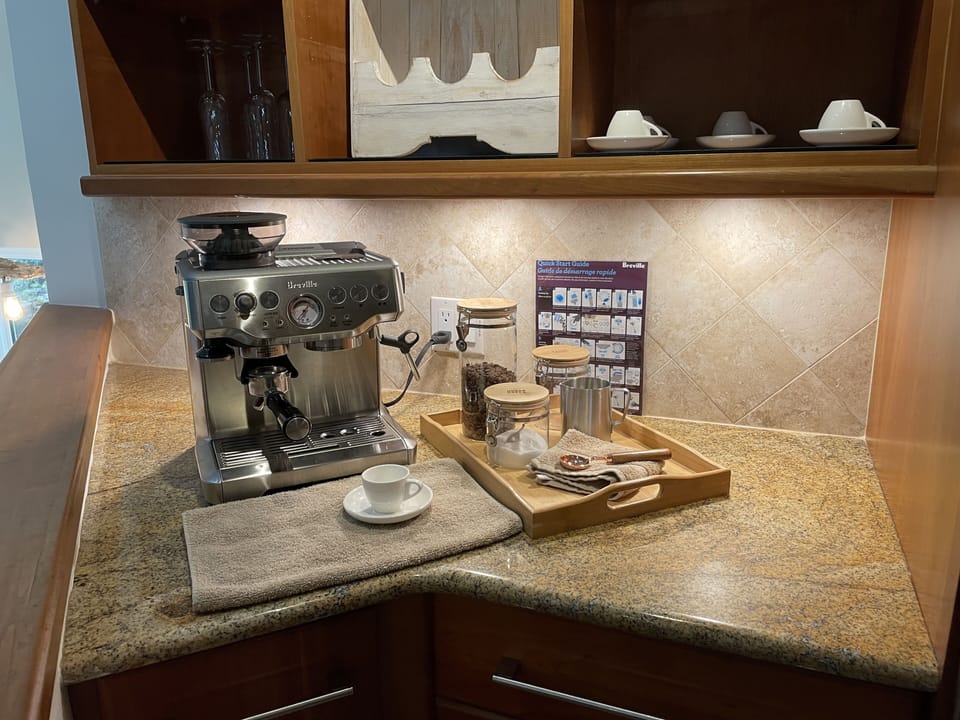 Gourmet coffee anyone? our latest offering, a SS Breville espresso/latte machine