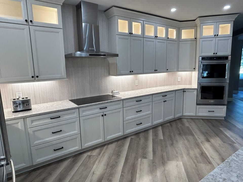 Double wall mount oven and 36" electric cooktop