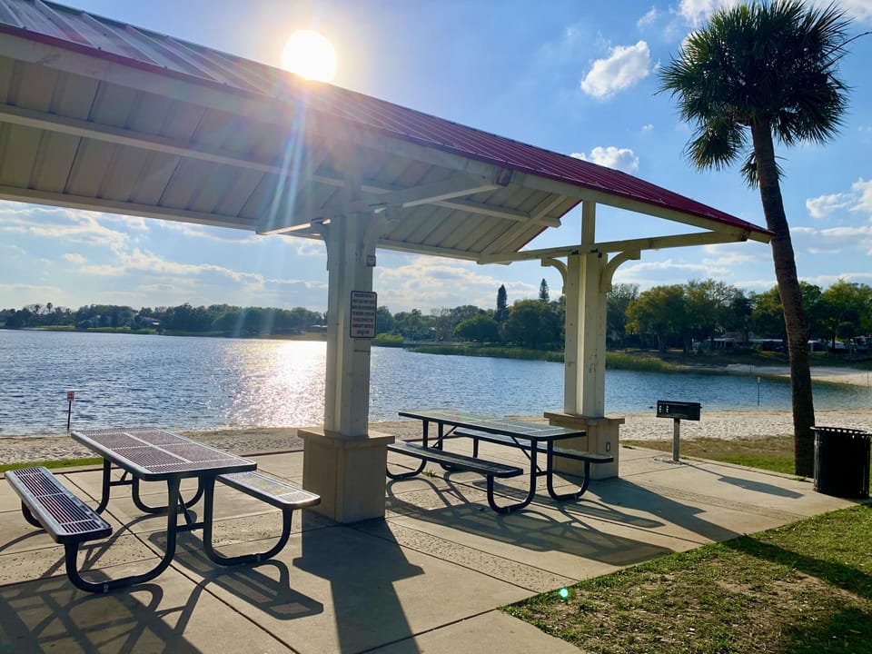 Lake Eva park picnic tables 