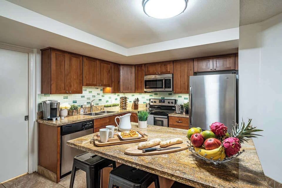 Cook in our fully equipped kitchen with modern amenities, perfect for creating delicious meals.