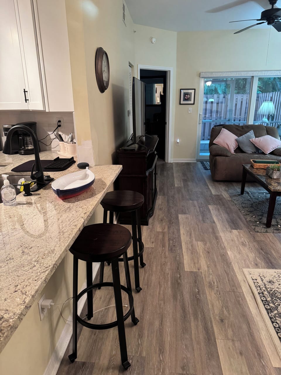 Bar stools at kitchen island