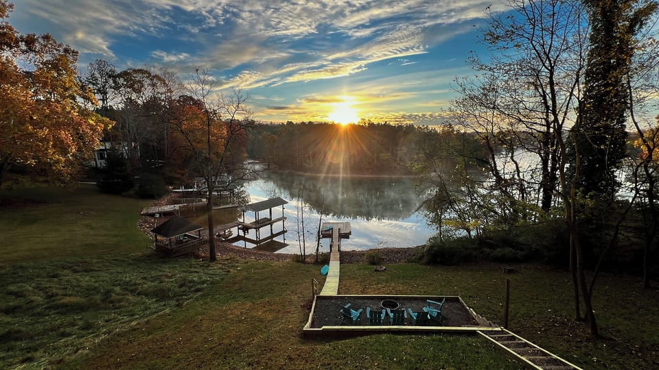 Gorgeous sunrise over the lake, goes great with coffee