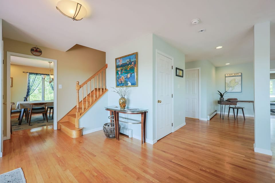 Stairway leading upstairs along with the door to garden level.