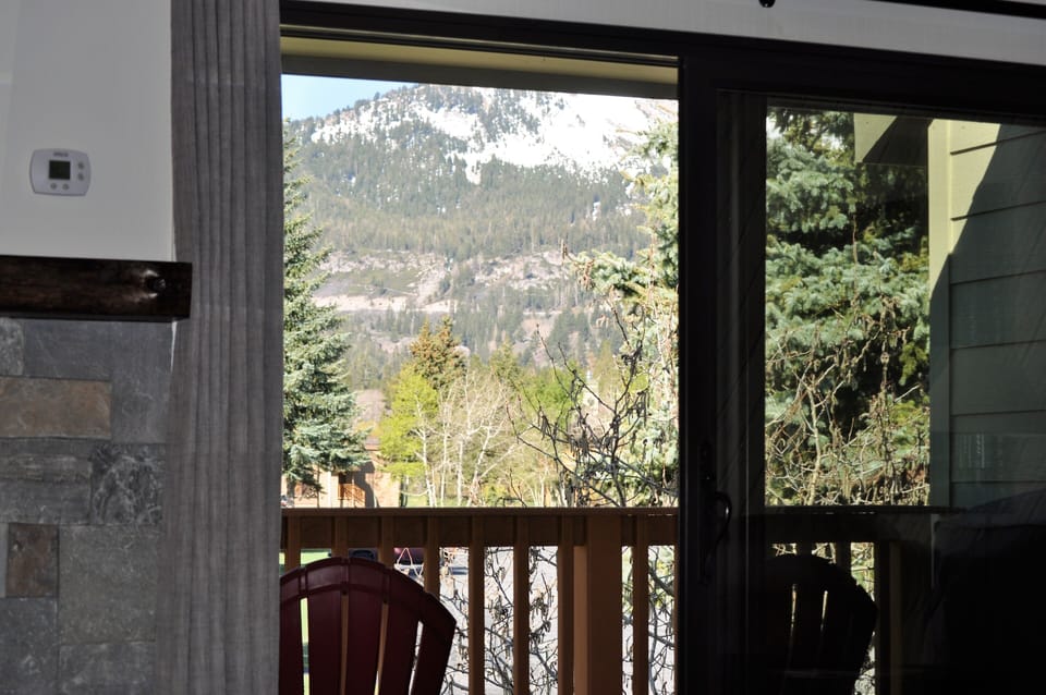 Again, the sit down view of Mammoth Mountain from living room sofa
