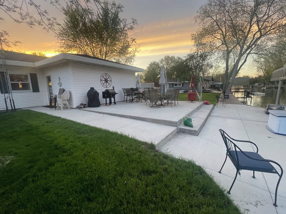 Seating for 12+ people. Pellet grill and Egg grill/smoker available.
