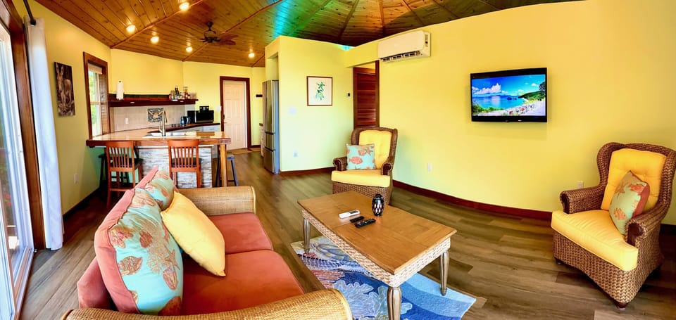 St John Villa Rental - Vista Bahia living room side view