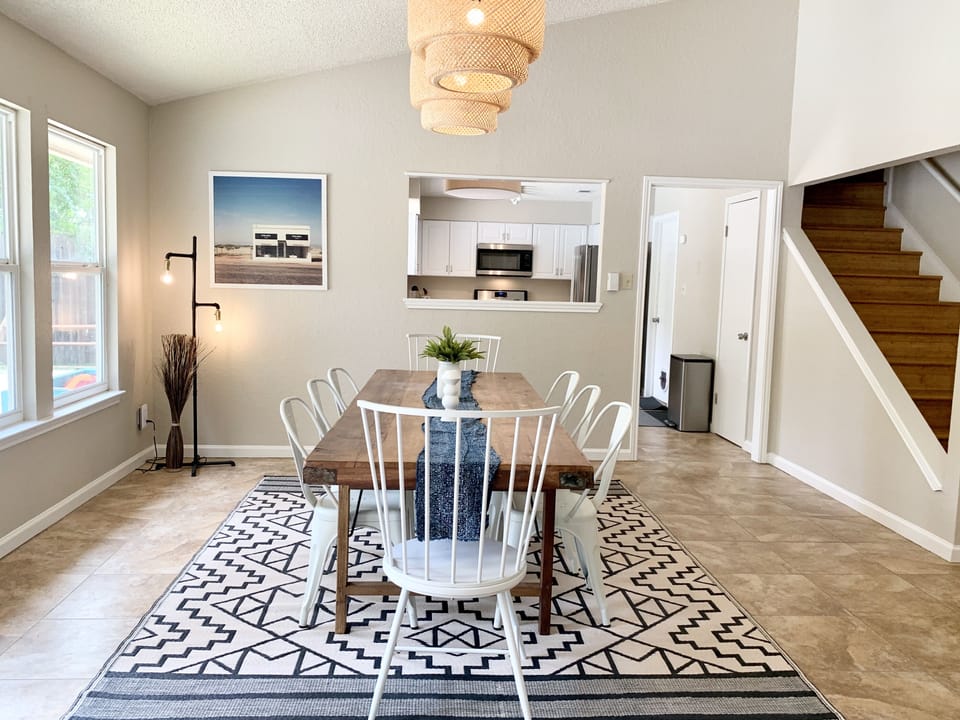 Large indoor gathering table which seats up to 10