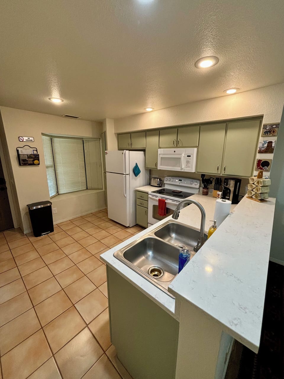 The kitchen is well appointed for your needs. 