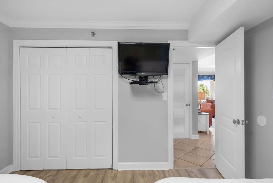 Guest bedroom with flat screen TV