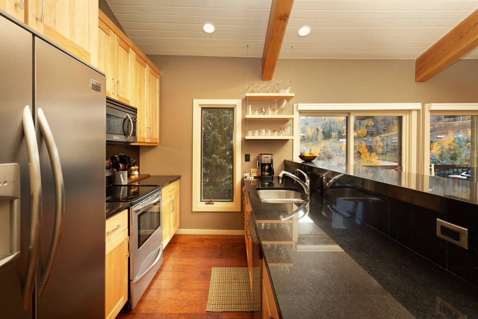 The newly remodeled kitchen is fully stocked so you can prepare delicious meals or light snacks during your stay.