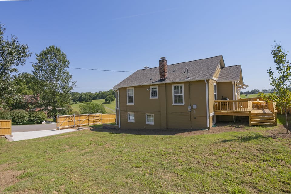 The large backyard is perfect for kids!