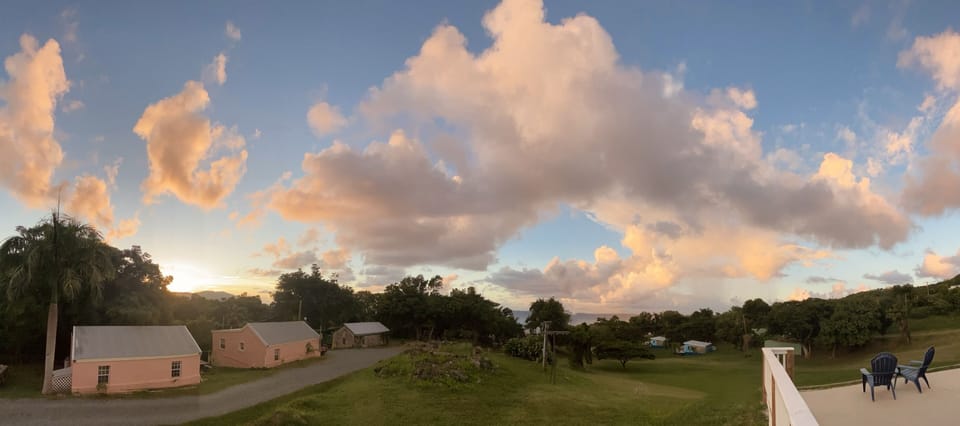 Sunset view of the property from your back patio. 