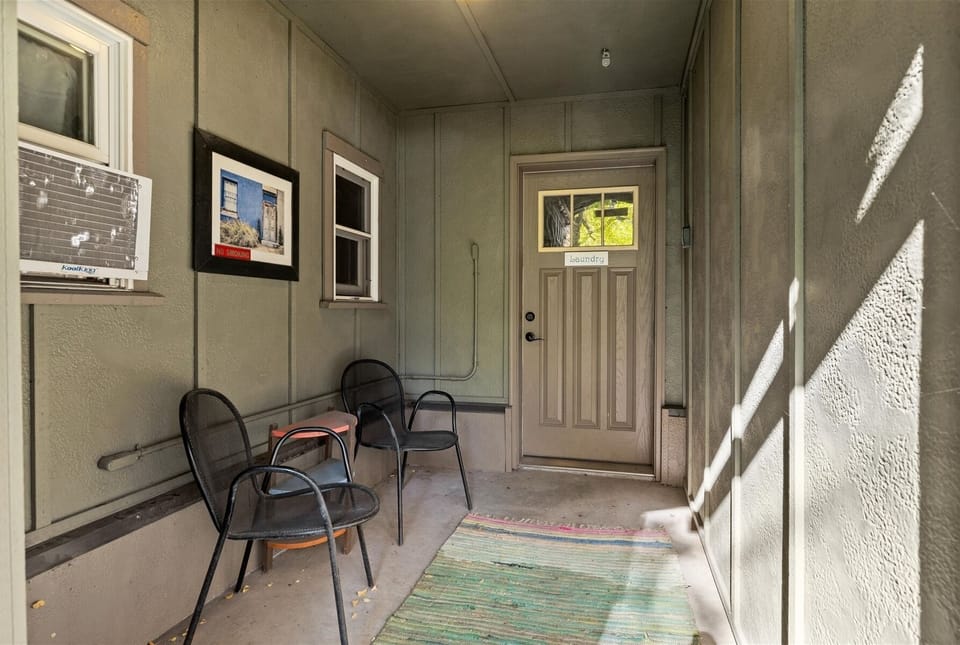 Private use of washer and dryer, cafe table and chairs