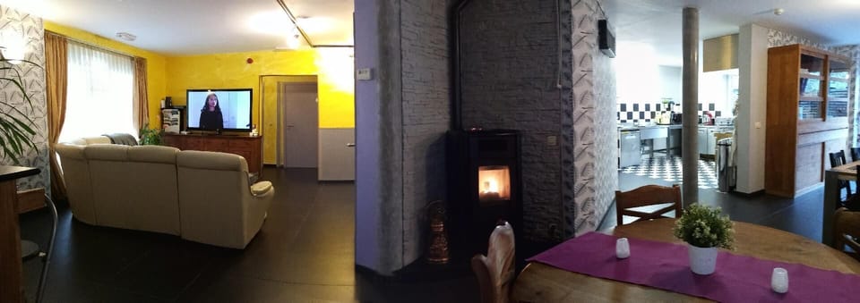 Living area. Panoramic view of the ground floor