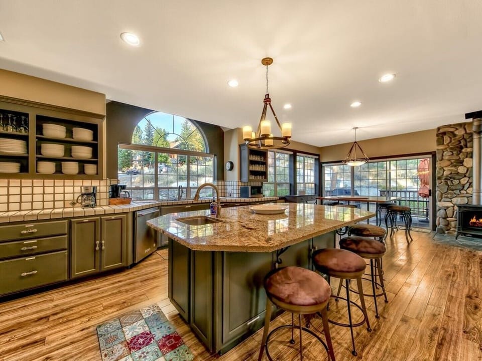 open kitchen with rustic elegance