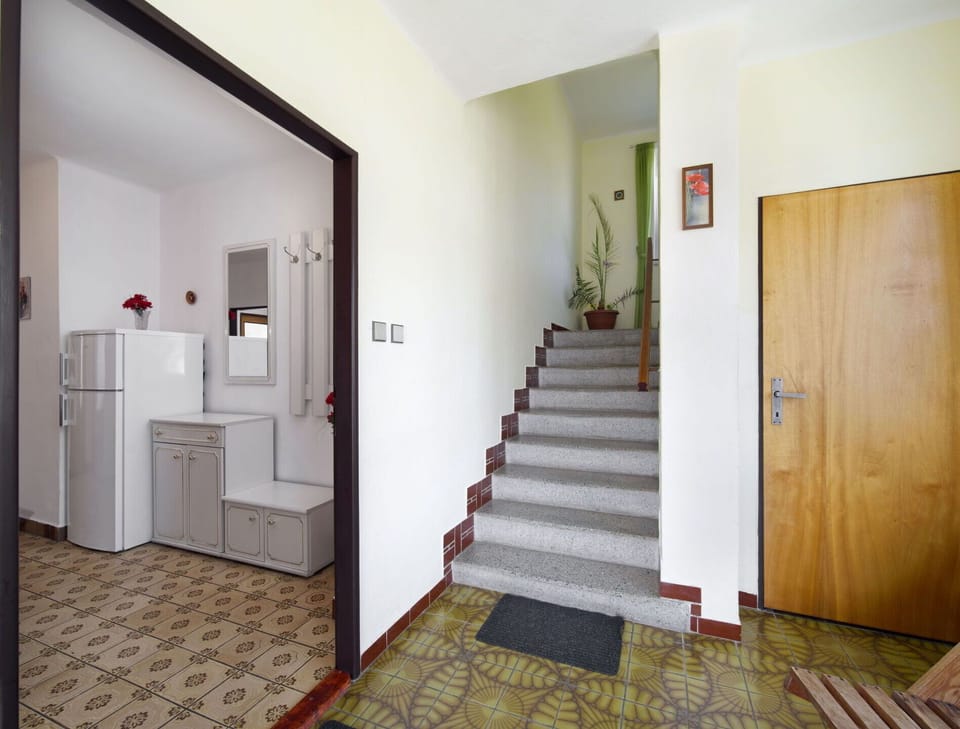 Property, Door, Interior Design, Paint, Flooring, Wood, Floor, Stairs, Wall