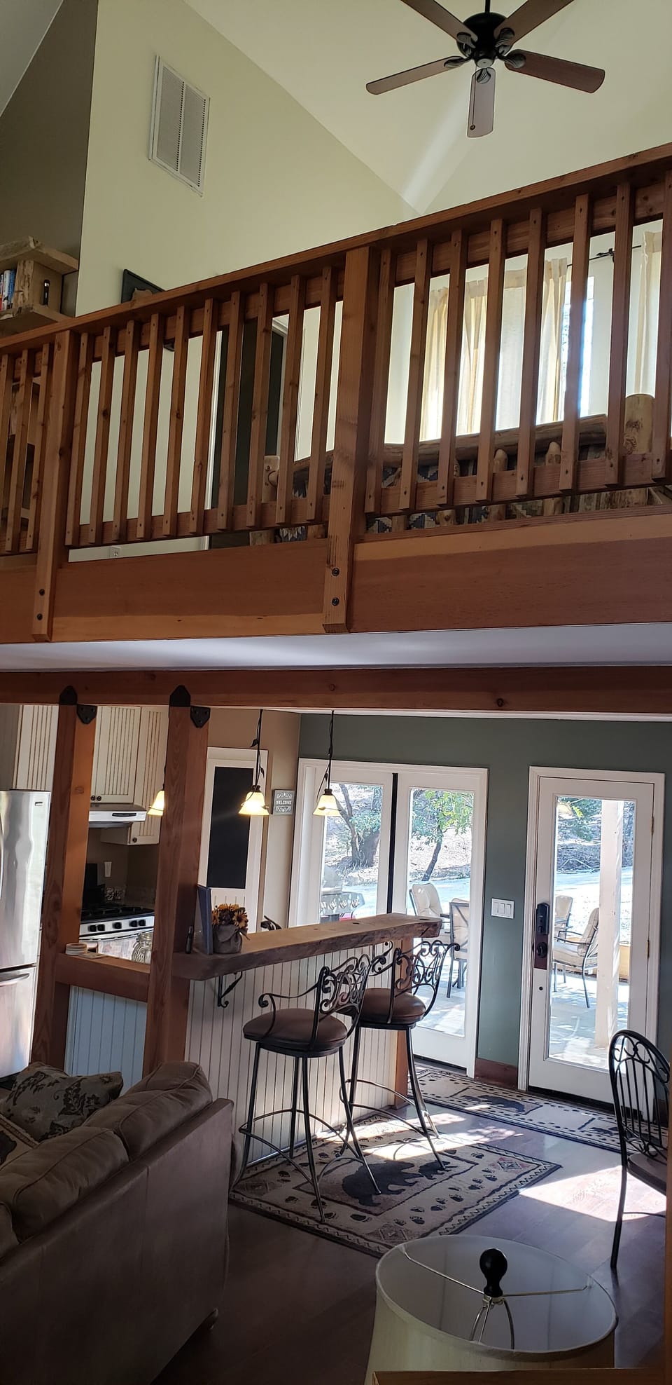 Kitchen below and loft above (Bedroom 1). Full bathroom attached to loft bedroom