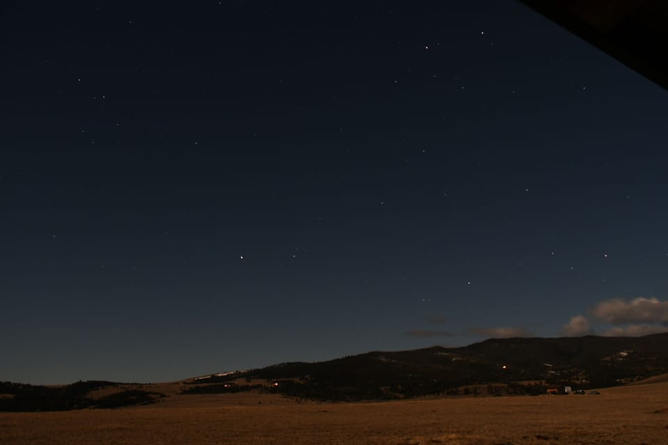 Nighttime shot looking west.