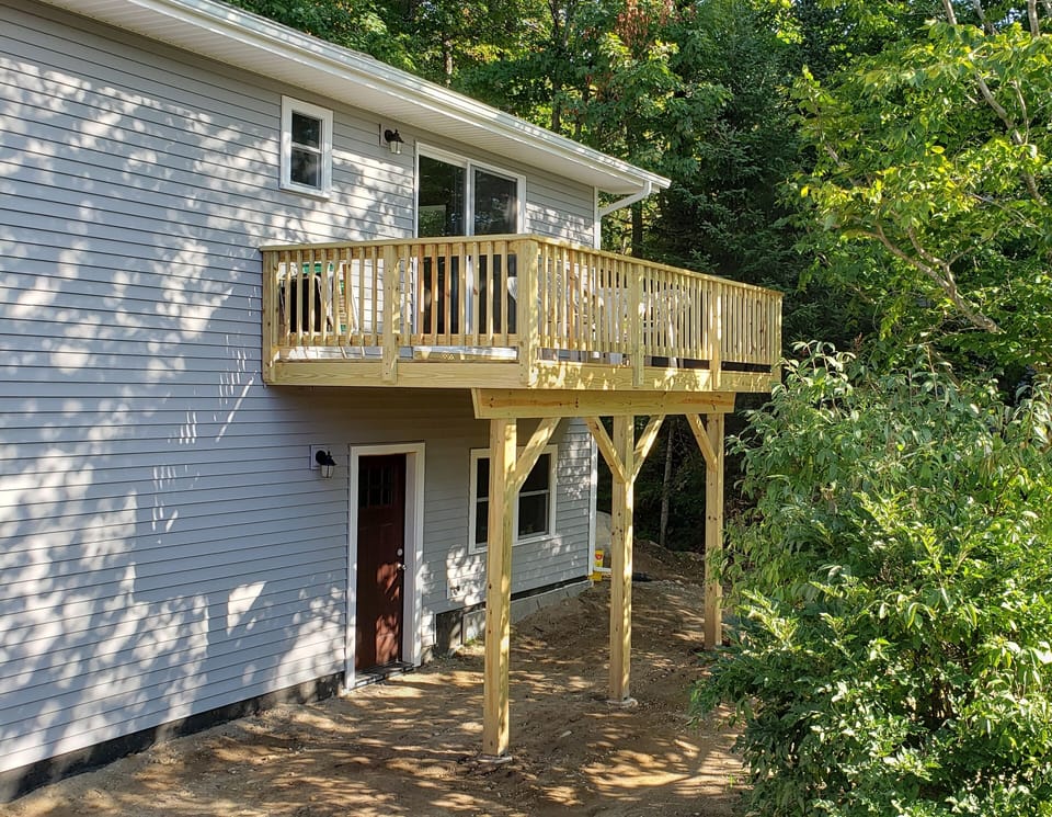 Large private deck with gas grill faces west for great sunsets. 