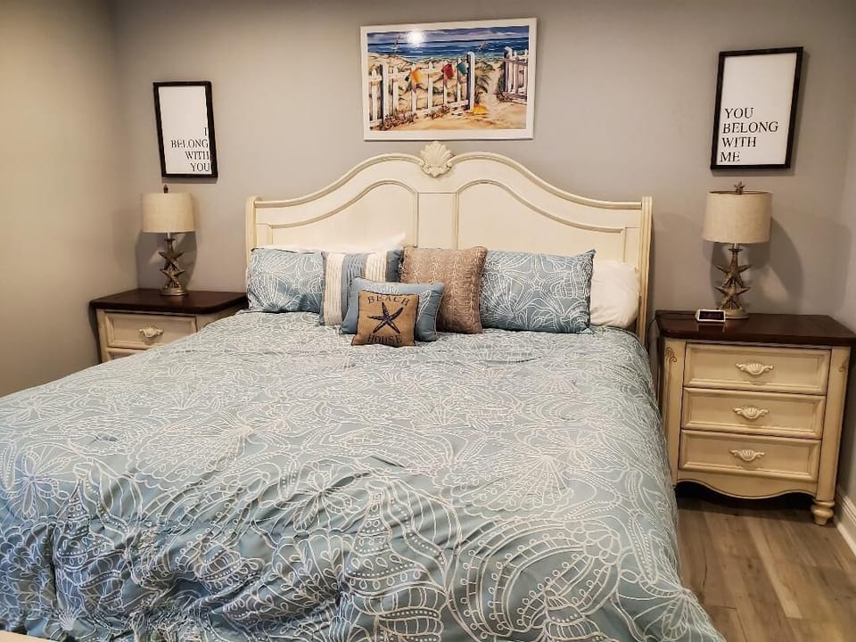Master bedroom has king bed for plenty of room to stretch out