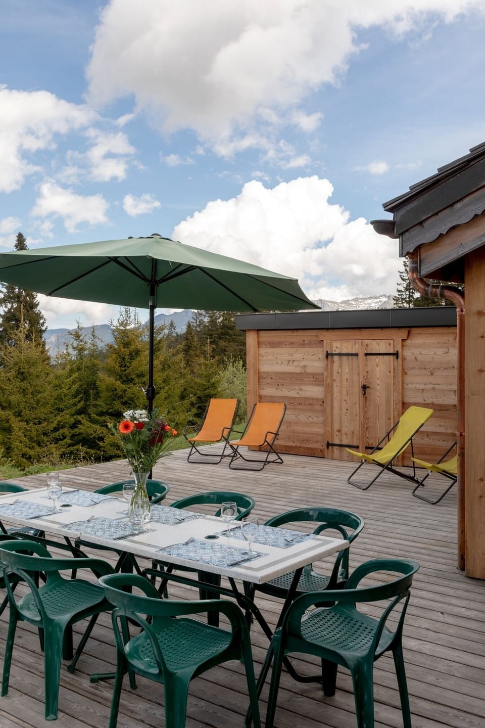Garden terrace with mountain views