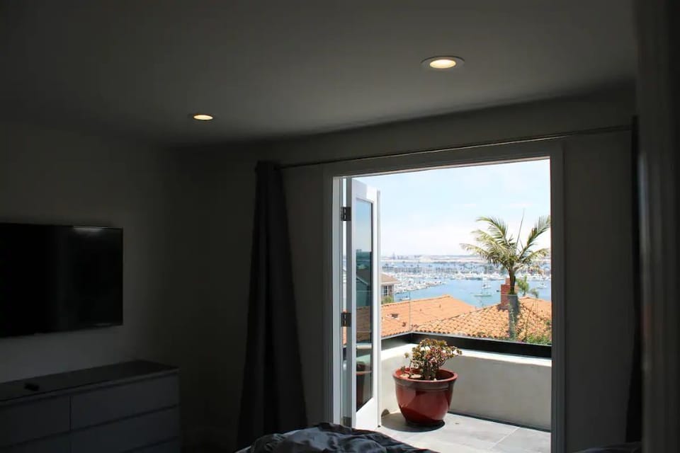 Master Bedroom Balcony with view of San Bay and Marina 