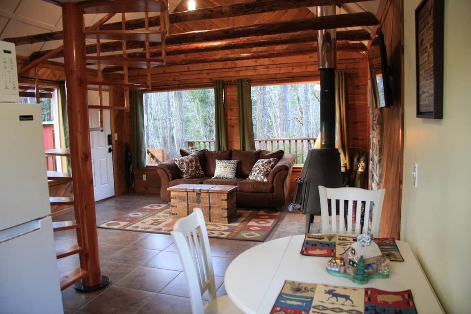 Dining indoors?  Comfortable seating for two to four people is provided.