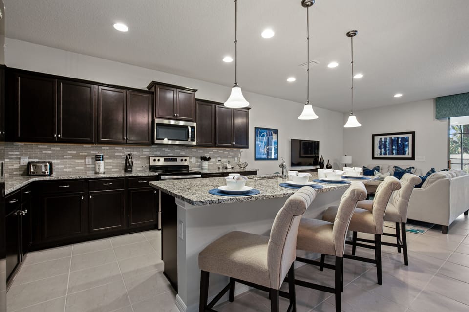 View 2 of classy barstool seating facing the kitchen