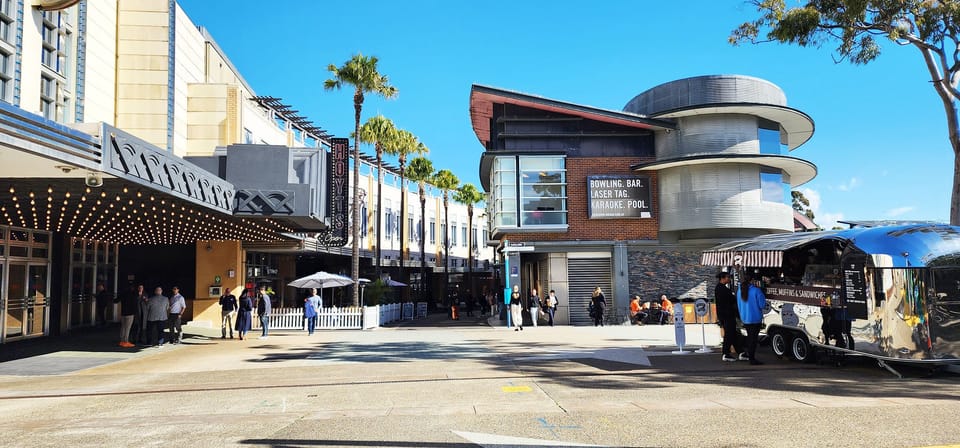 Location shot.  Entertainment Quarter. Markets, cinema, bowling, bars, cafes etc