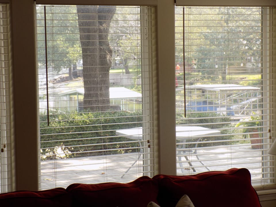 View out large windows in Family Room