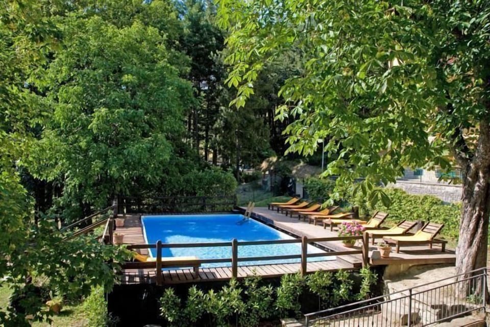 VIEW FROM THE BLU  AND PINK BEDROOM