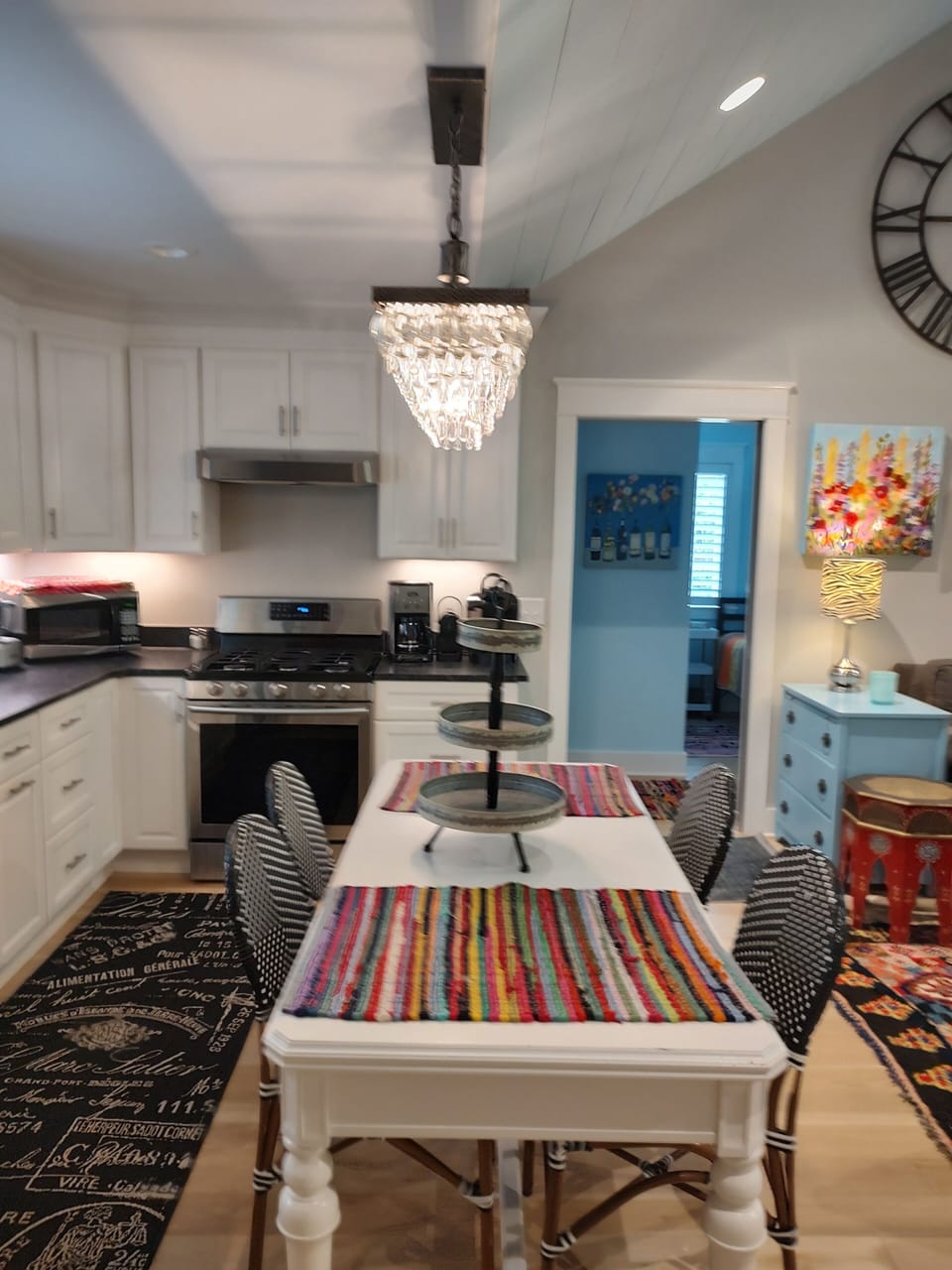 Step into the large kitchen- family room with vaulted ceiling